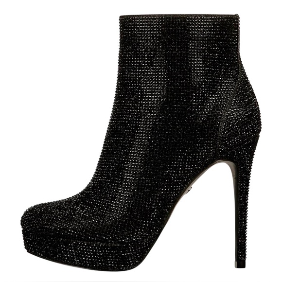 Thalia Sodi Womens Chiara Platform Rhinestone Embellished Dress Stiletto Booties